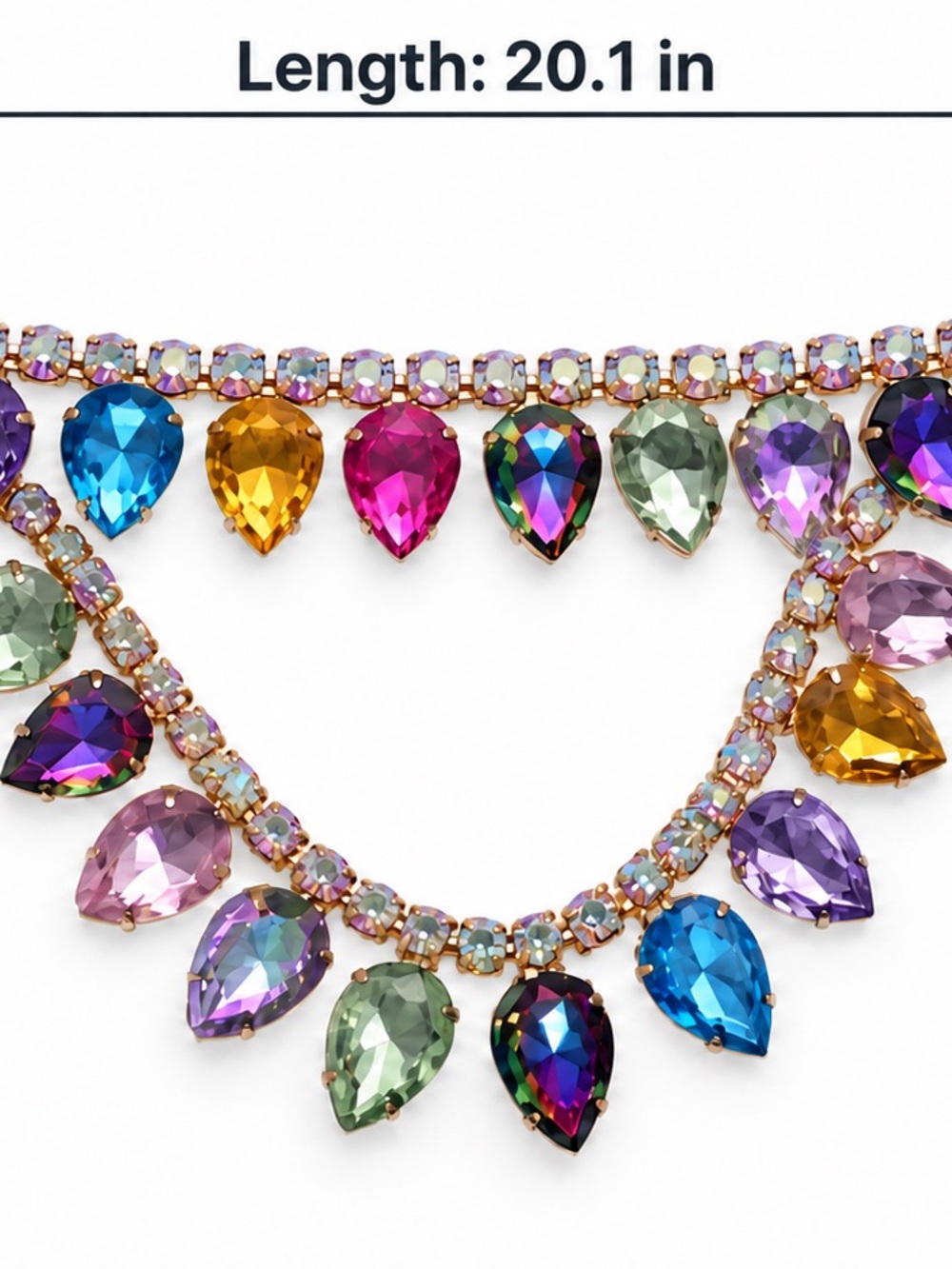 Multicolor Rhinestone Statement Bib Necklace - Picture 3 of 5